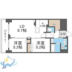 札幌市中央区北三条西12丁目マンション 2LDKの間取図画像