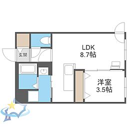札幌市中央区北十三条西16丁目マンション 1LDKの間取図画像