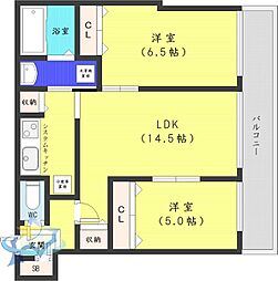ピノグローブ伏見 2LDKの間取図画像