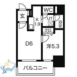 プライヴェル山鼻壱番館 1DKの間取図画像
