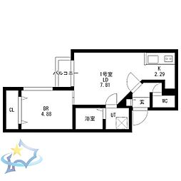 ディスティーノレジデンシア715 1LDKの間取図画像