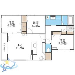 札幌市西区二十四軒二条7丁目マンション 3LDKの間取図画像
