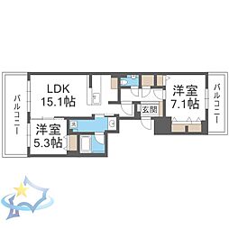 シティホーム円山ザ・ヴィラ 2LDKの間取図画像