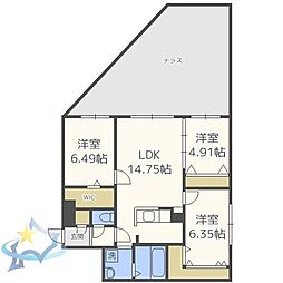 センティール琴似 3LDKの間取図画像