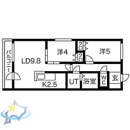 コートロティS21B 2LDKの間取図画像