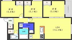 ZABOHILLSFUSHIMI 3LDKの間取図画像