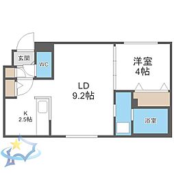 ホープ北円山 1LDKの間取図画像