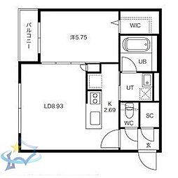 ヴィアラ山の手77 1LDKの間取図画像