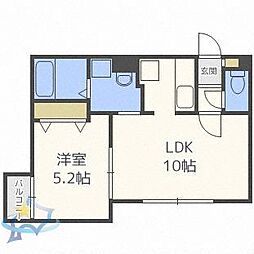 SUNLINE山鼻 1LDKの間取図画像