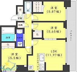 COLORE知事公館前 3LDKの間取図画像