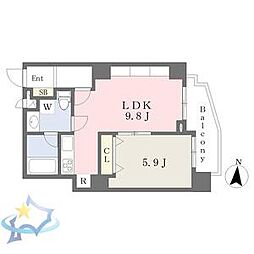 クレステージS6W12タワー 1LDKの間取図画像