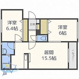 岩崎MS西野4.7 2LDKの間取図画像