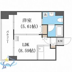 TEADA北4条 1LDKの間取図画像
