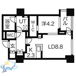 プライムメゾン南2条 1LDKの間取図画像