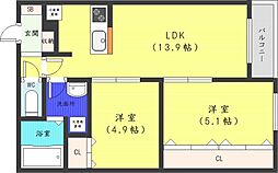 Atlantis Hassamu 2LDKの間取図画像