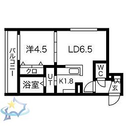 コートロティ南円山 1LDKの間取図画像