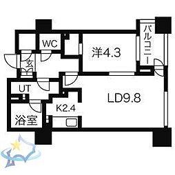 プライムメゾン南2条 1LDKの間取図画像
