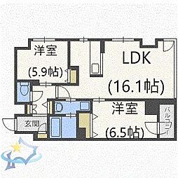 レジディア南一条 2LDKの間取図画像