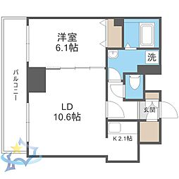 ティアラタワー中島倶楽部 1LDKの間取図画像