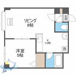 リーガルコート南5条 1LDKの間取図画像