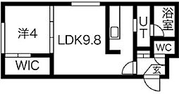 レユシールS8W8 1LDKの間取図画像
