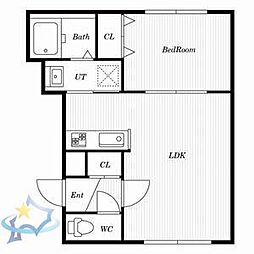 パークウエスト 1LDKの間取図画像