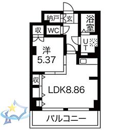 レジデンスカープ札幌 1LDKの間取図画像