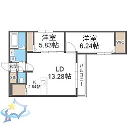 マエストラーレ山鼻 2LDKの間取図画像