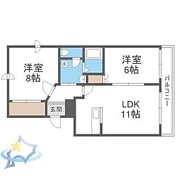 ショパンシャトー山の手 2LDKの間取図画像