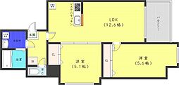 HSCOURT医大前 2LDKの間取図画像