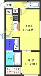 ハーネス南6条 1LDKの間取図画像