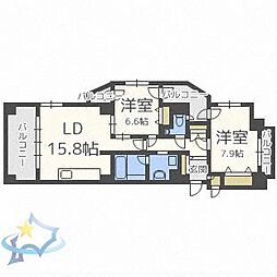 クレステージS6W12タワー 2LDKの間取図画像