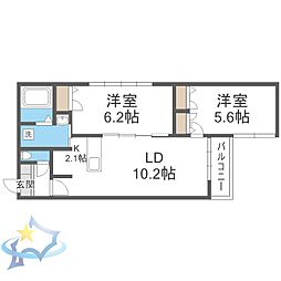 ウェストヴィレッジ 2LDKの間取図画像