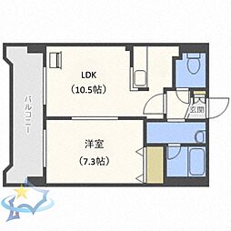 デュアンジュ北円山 1LDKの間取図画像