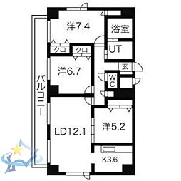 モンドブリックコトニ 3LDKの間取図画像