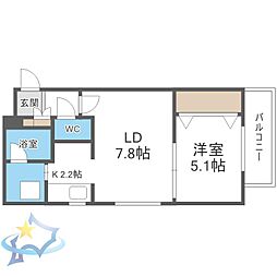 ヴェリテ円山神宮 1LDKの間取図画像