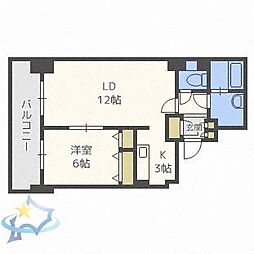 ティアラタワー中島倶楽部 1LDKの間取図画像