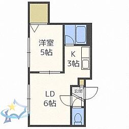 ツインズ南8条壱番館 1LDKの間取図画像