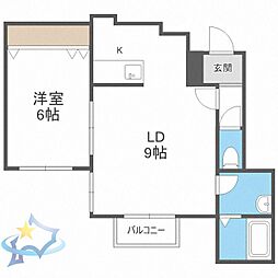 クラリス琴似 1LDKの間取図画像