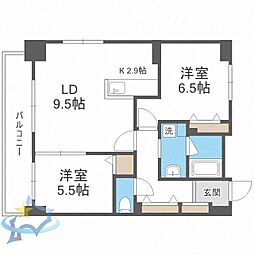 RESIDIAKITA-SANJO 2LDKの間取図画像