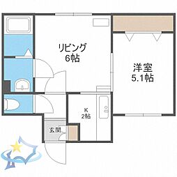 マープル円山 1LDKの間取図画像