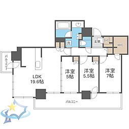 ザ・札幌タワーズイーストタワー 3LDKの間取図画像