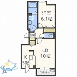サンライズ 1LDKの間取図画像