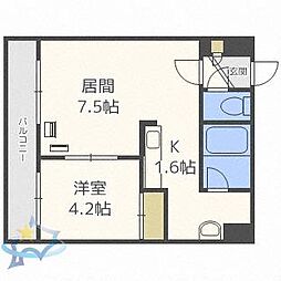 カサブランカ参番館 1LDKの間取図画像