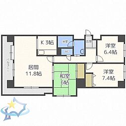 アルファスクエア円山 3LDKの間取図画像