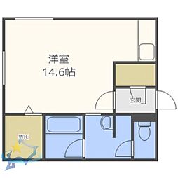 札幌市営東西線 円山公園駅 徒歩16分の賃貸マンション 2階ワンルームの間取り