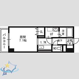 札幌市営南北線 すすきの駅 徒歩8分の賃貸マンション 10階1Kの間取り