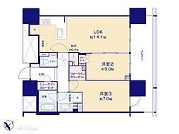 グランドヒルズ恵比寿 2LDKの間取図画像