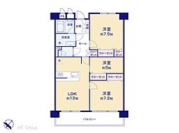 北千住パーク・ファミリア 3LDKの間取図画像