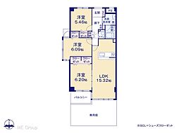 グリーンパーク王子 3LDKの間取図画像